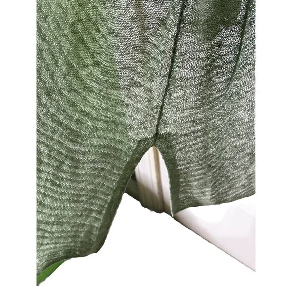 Eileen Fisher Sage Green Hemp Open Front Long Waisted Cardigan XL NEW! - Picture 6 of 6